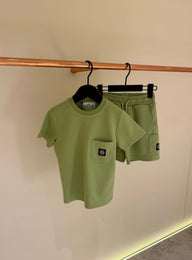 KIDS Zomerset Stone Island logo zakje borst Khaki