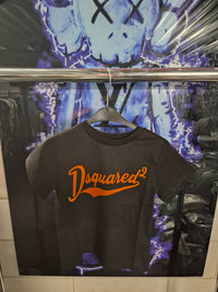 KIDS T-SHIRT DSQUARED ZWART ORANJE LETTERS