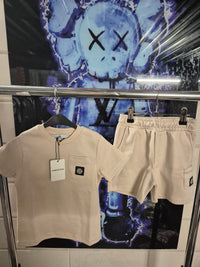 KIDS Zomerset Stone Island logo borst beige