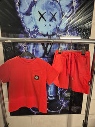 KIDS Zomerset Stone Island logo borst rood
