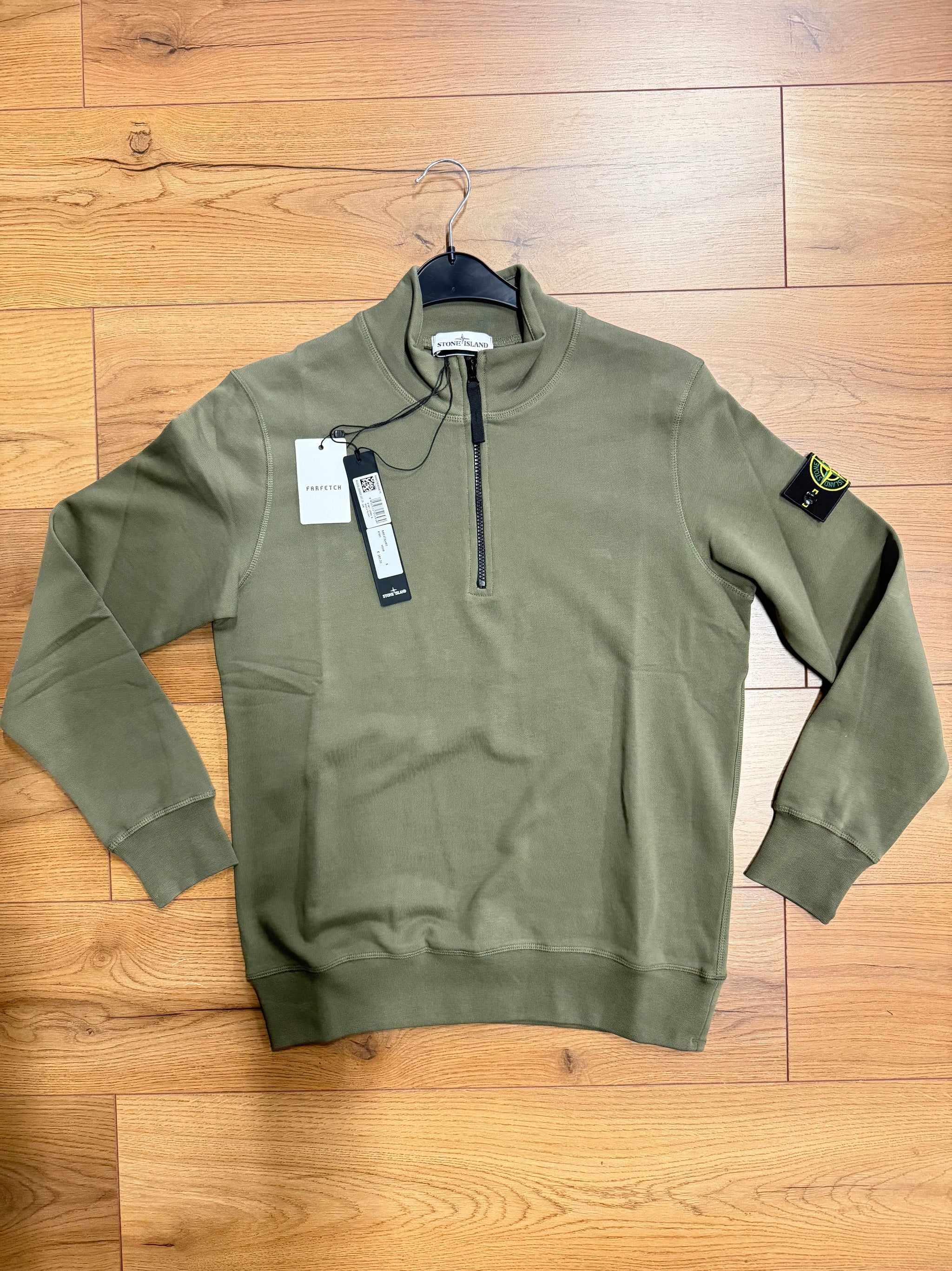 STONE ISLAND SWEATER ZIP OLIJF GROEN