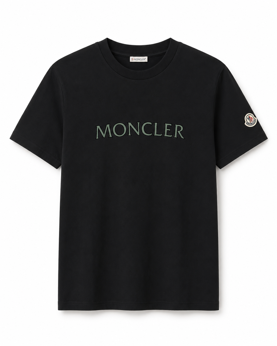 T-Shirt Moncler Zwart Groen Opdruk