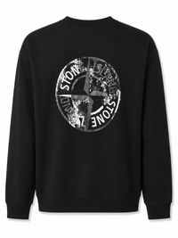 STONE ISLAND SWEATER (PRINT ACHTER) ZWART