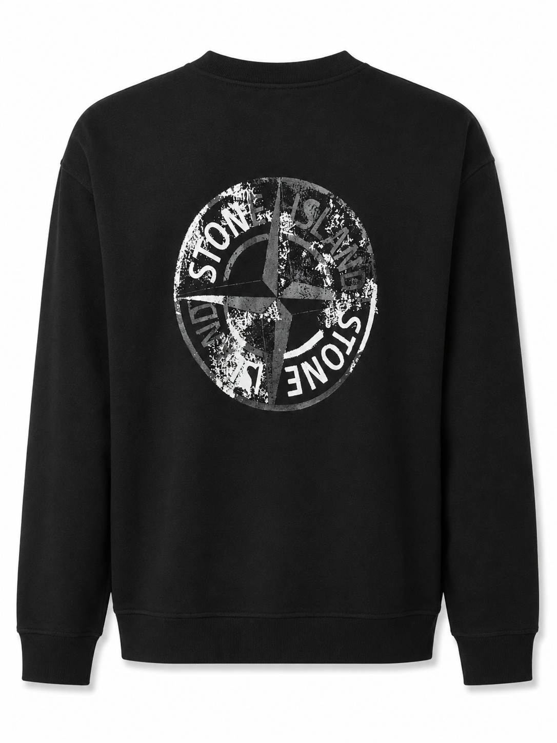STONE ISLAND SWEATER (PRINT ACHTER) ZWART