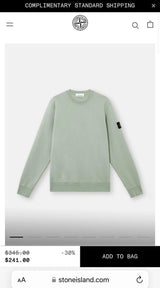 SWEATER STONE ISLAND MINT GROEN (met ghost logo)