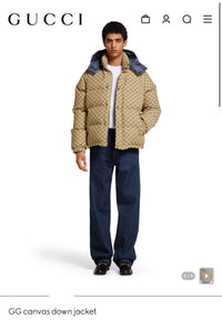 GUCCI GG CANVAS DOWN JACKET BEIGE (MET AFNEEMBARE MOUWEN)