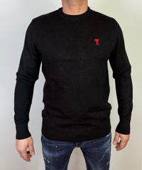 AMI SWEATER WOL GEBREID ZWART (fijngebreid)