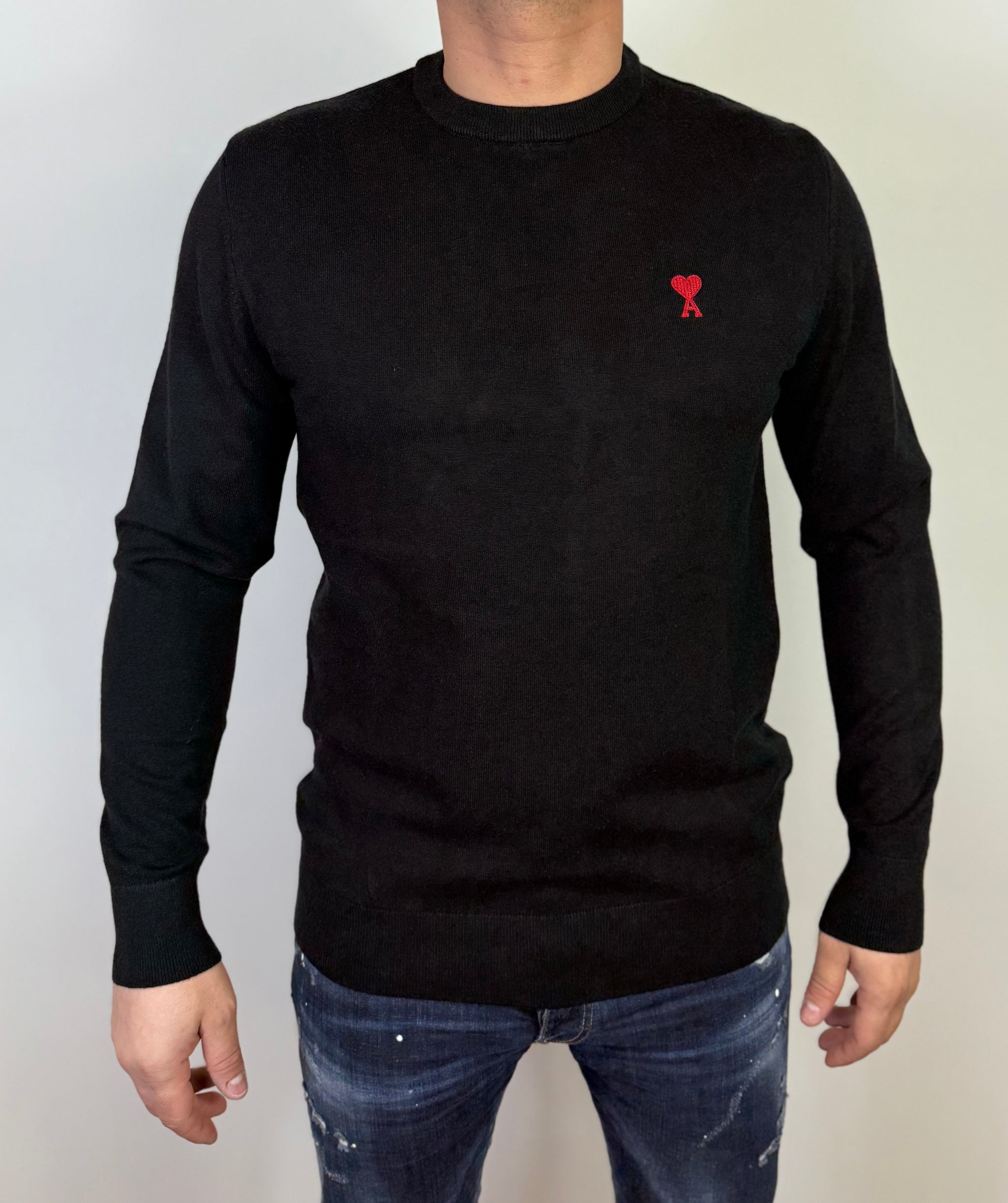AMI SWEATER WOL GEBREID ZWART (fijngebreid)