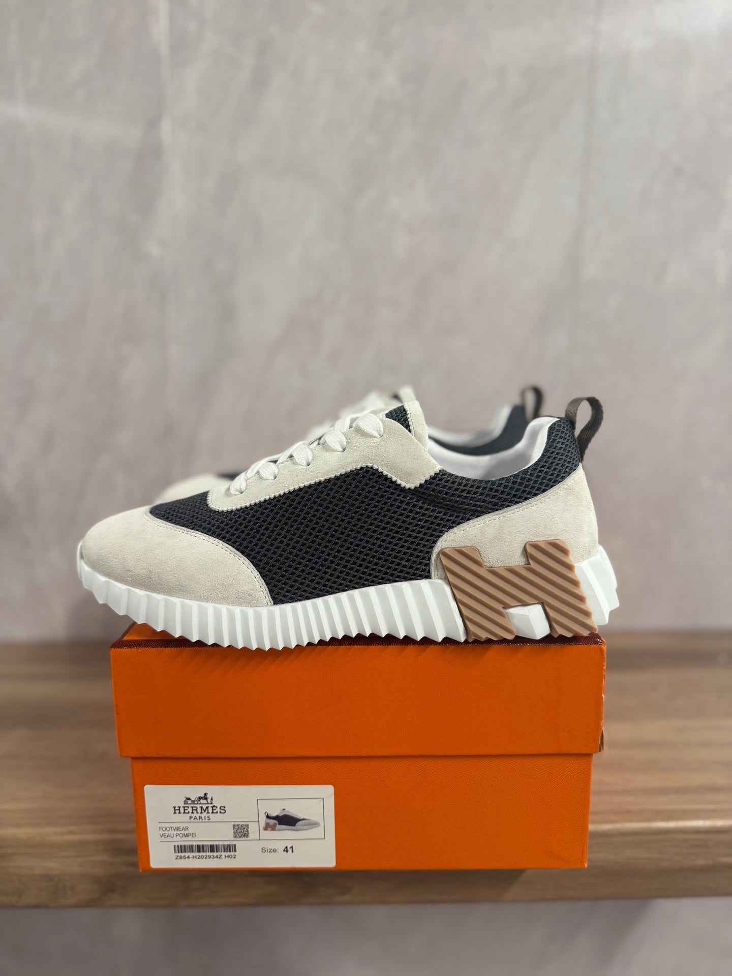 Hermes Bouncing Sneakers Beige Blauw
