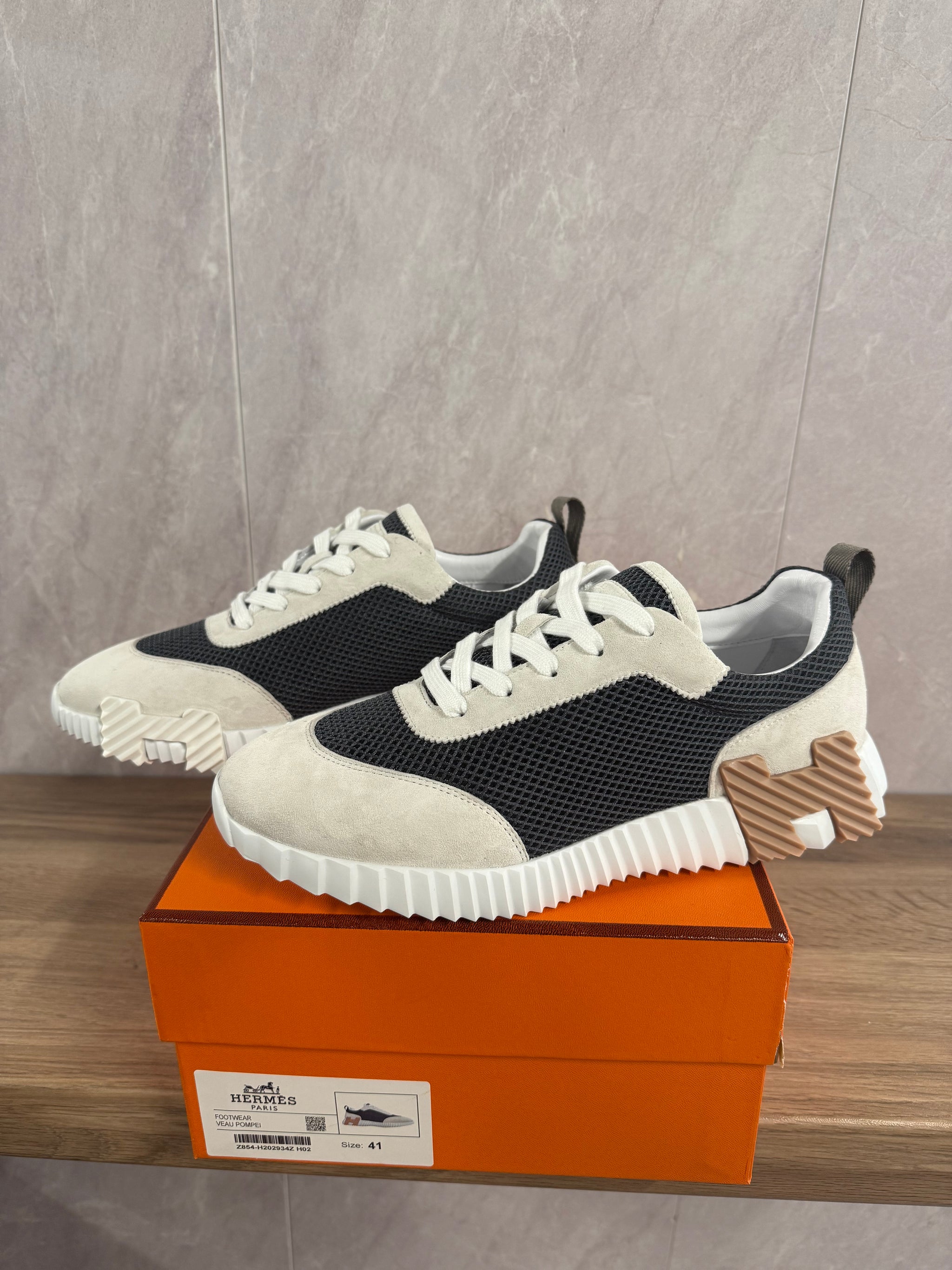Hermes Bouncing Sneakers Beige Blauw