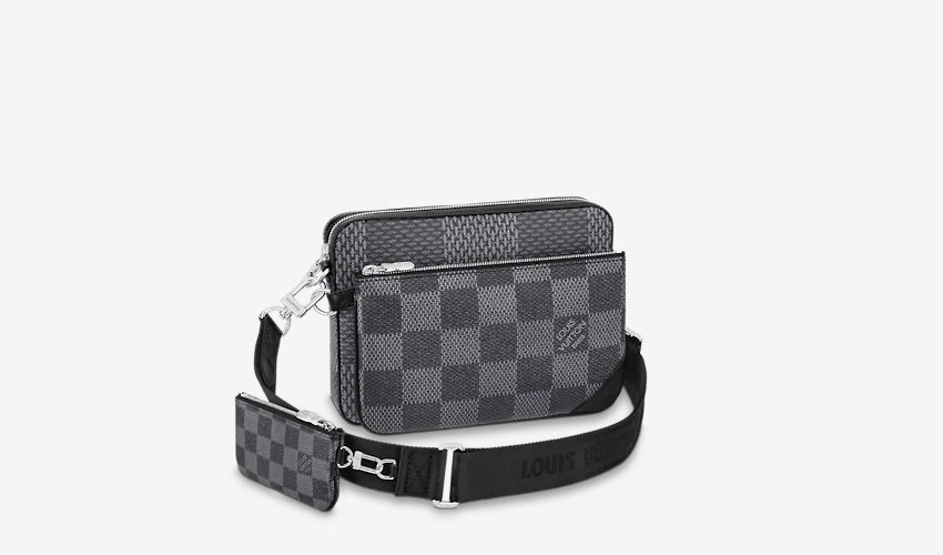 LV TRIO MESSENGER BAG GRIJS BLOKKEN