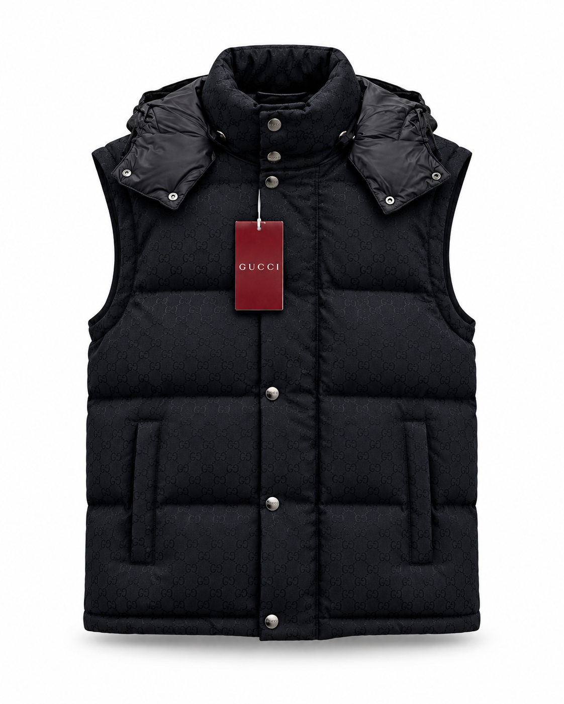 GUCCI GG CANVAS DOWN JACKET BLACK MET (AFNEEMBARE MOUWEN)