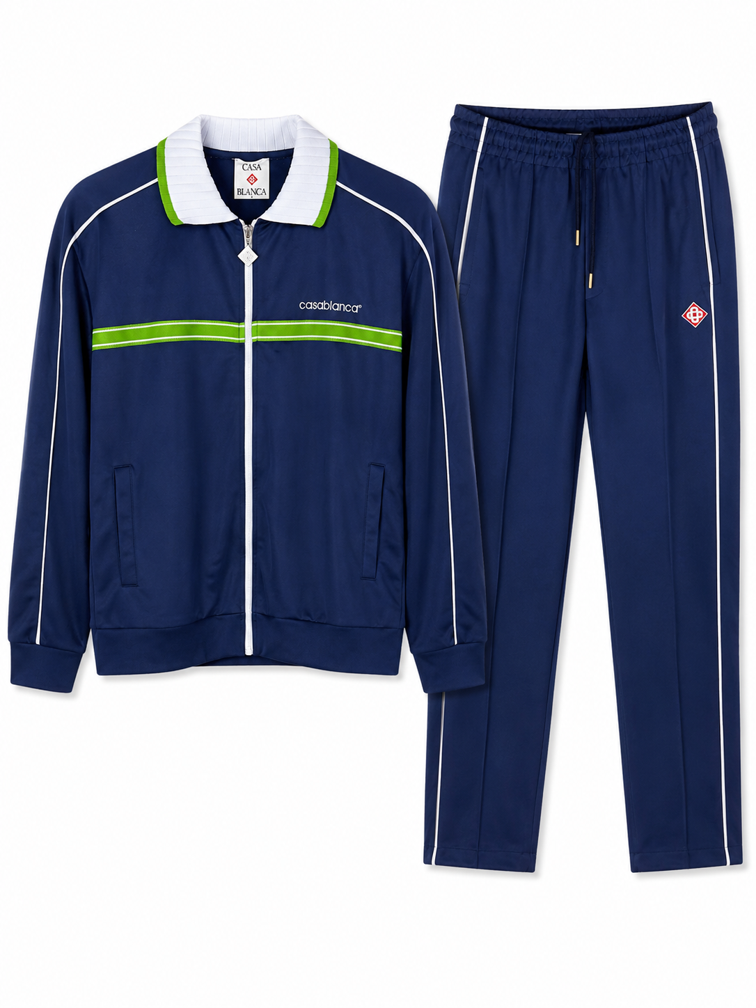 CASABLANCA TRAININGSPAK BLAUW (groen streep)