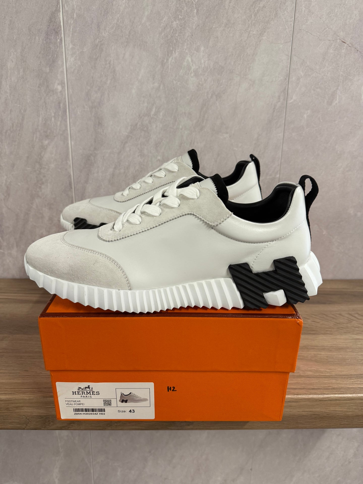 Hermes Bouncing Sneakers Wit Leer
