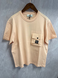 T-Shirt Stone Island Zalm (borst re-nylon)