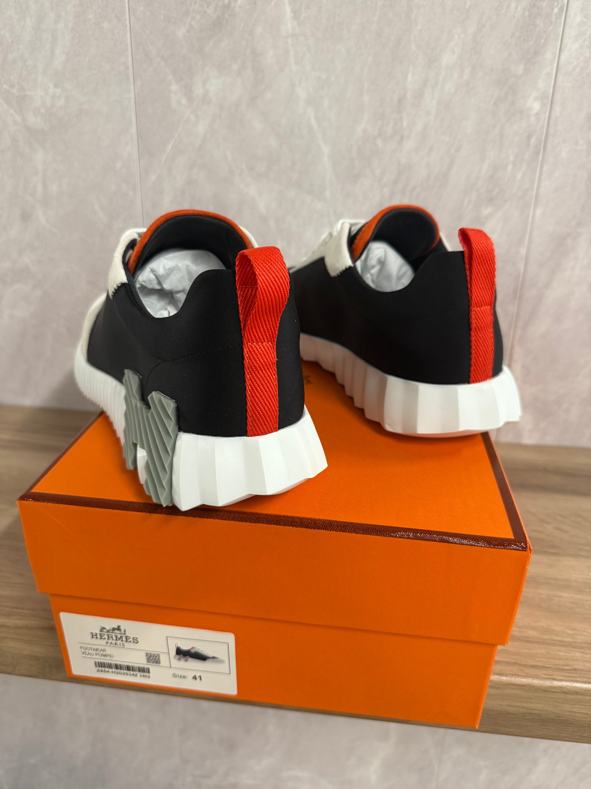 Hermes Bouncing Sneakers Wit Blauw