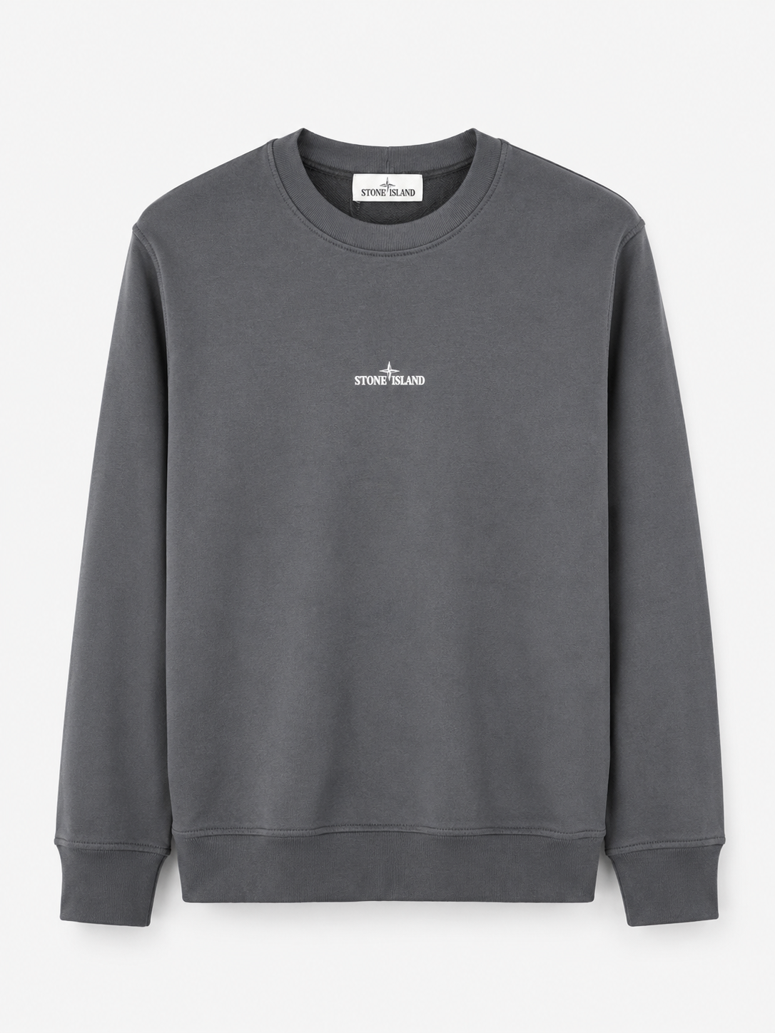 STONE ISLAND SWEATER (PRINT ACHTER) SMOKEY GRIJS