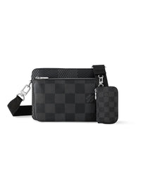 LV TRIO MESSENGER BAG GRIJS BLOKKEN