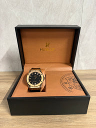 Hublot Slang Leer Zwart / Goud (AUTOMAAT)
