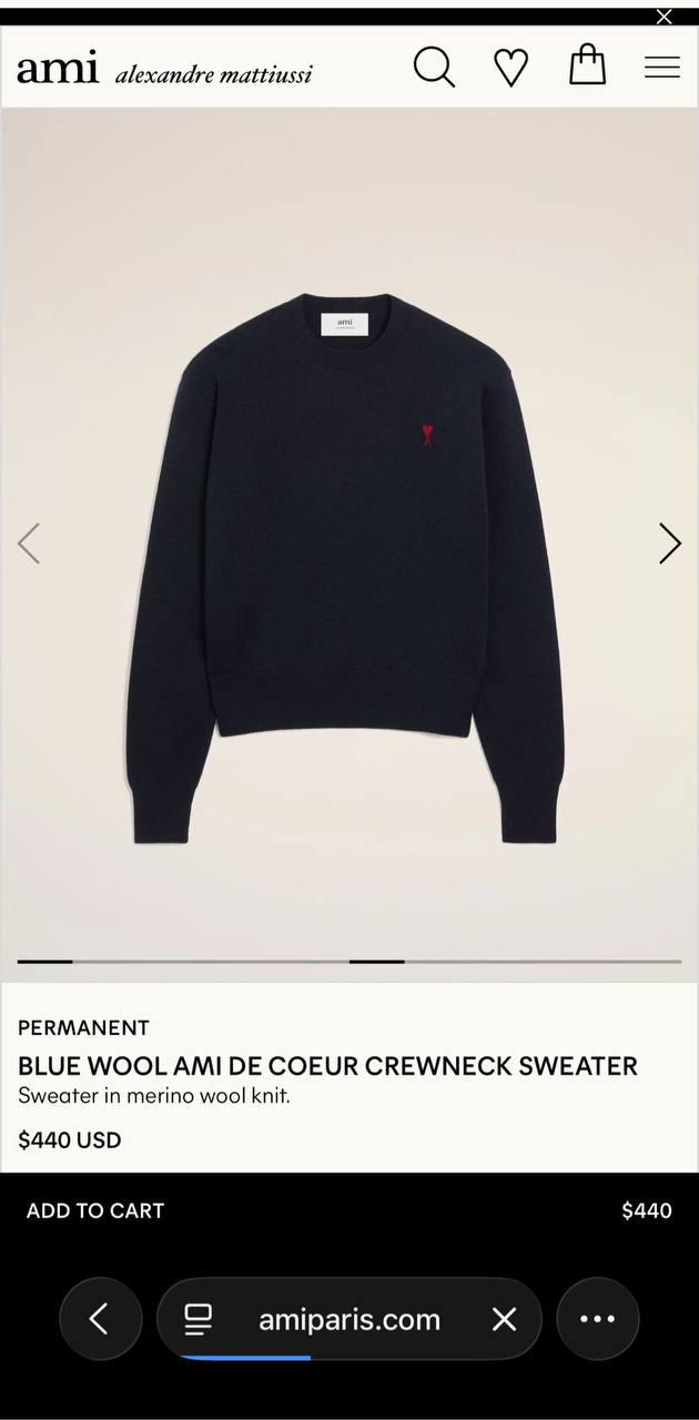 AMI PARIS SWEATER GEBREID ZWART (fijngebreid)