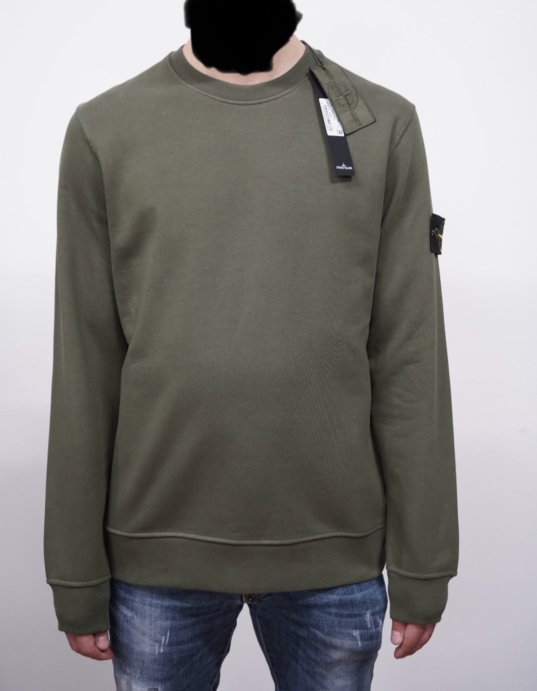 SWEATER STONE ISLAND GROEN (met ghost logo)