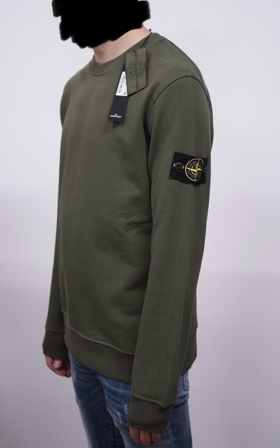 SWEATER STONE ISLAND GROEN (met ghost logo)