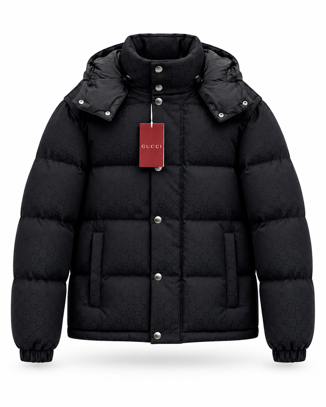 GUCCI GG CANVAS DOWN JACKET BLACK MET (AFNEEMBARE MOUWEN)