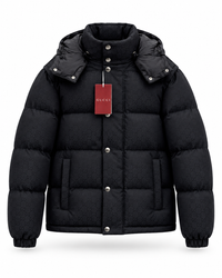 GUCCI GG CANVAS DOWN JACKET BLACK MET (AFNEEMBARE MOUWEN)