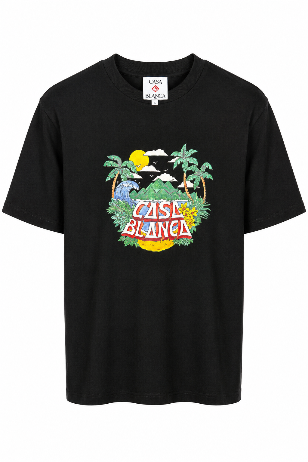 T-Shirt Casablanca Beach Wave Zwart