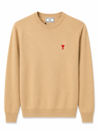 AMI SWEATER WOL GEBREID BEIGE (fijngebreid)