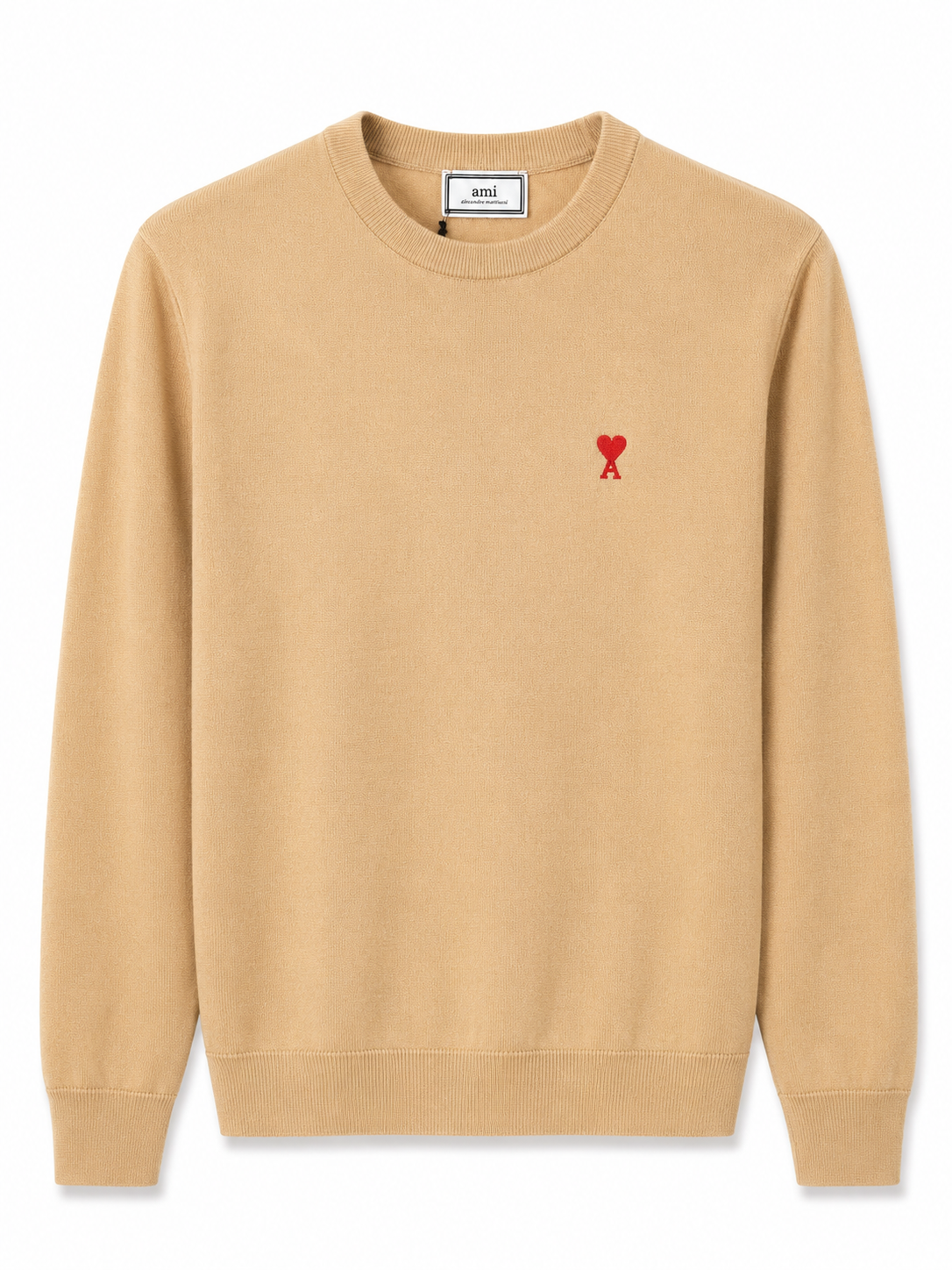 AMI SWEATER WOL GEBREID BEIGE (fijngebreid)