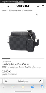 LV TRIO MESSENGER BAG GRIJS BLOKKEN