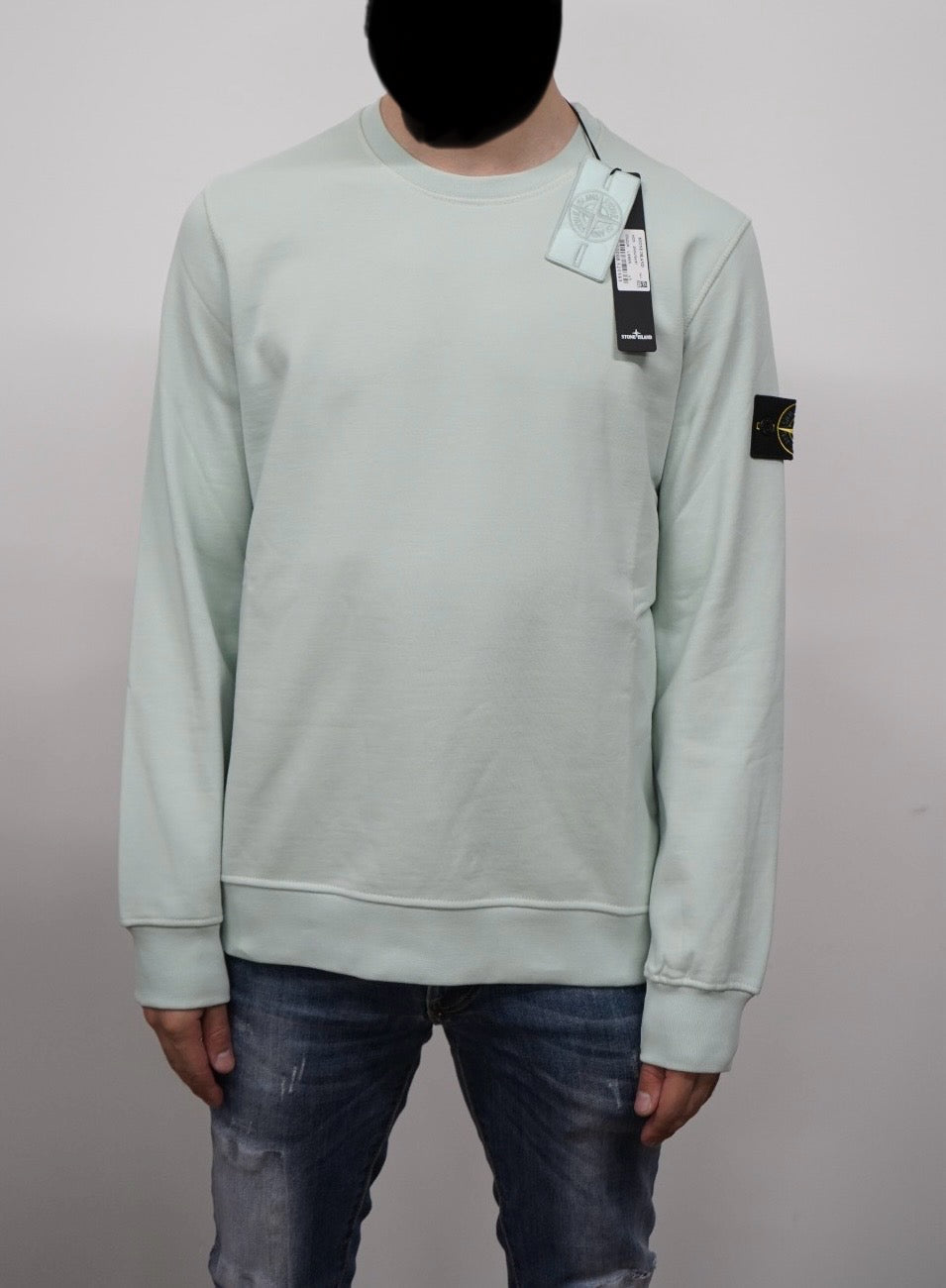SWEATER STONE ISLAND MINT GROEN (met ghost logo)