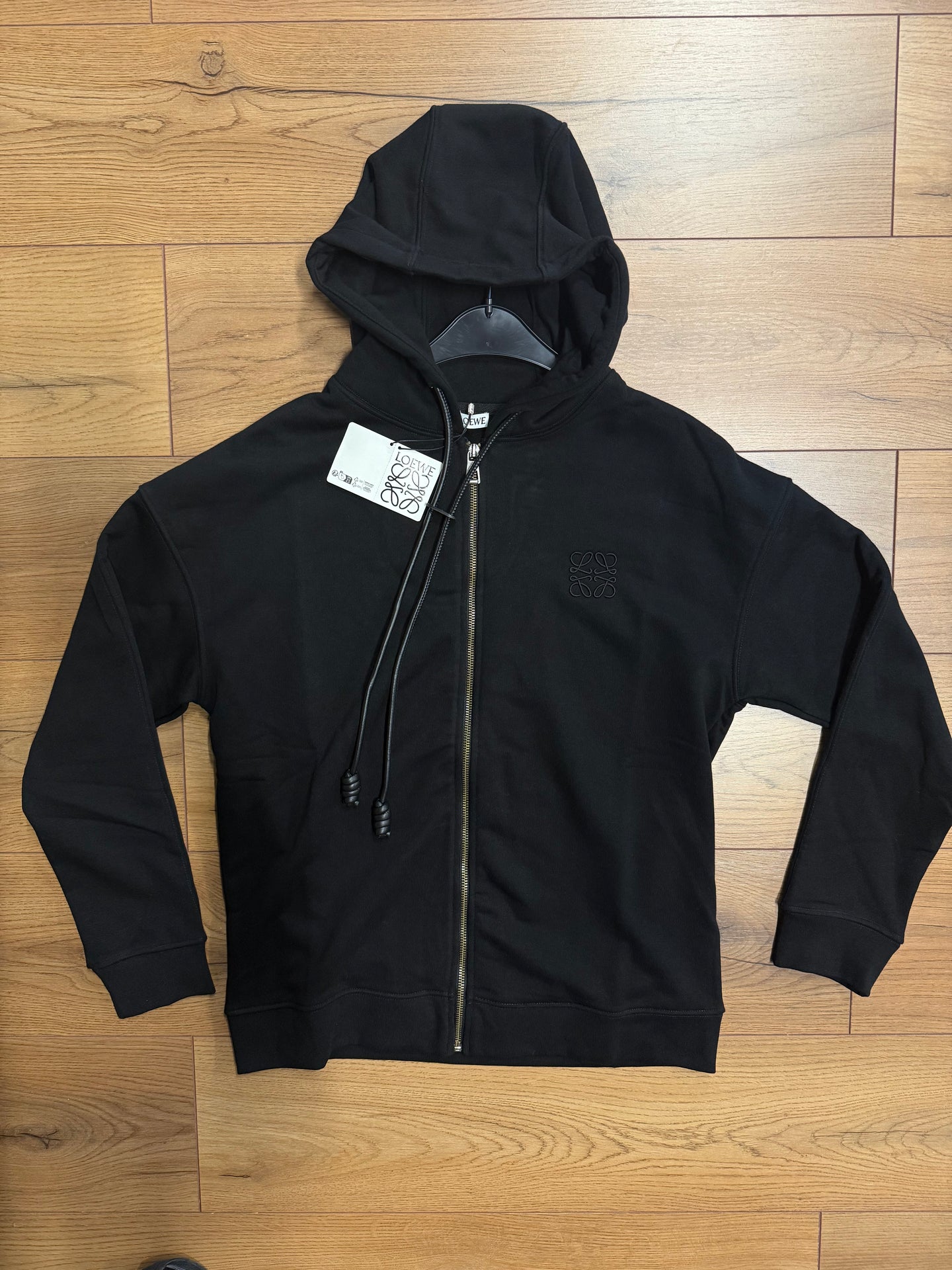 LOEWE VEST HOODIE MET RITS ZWART