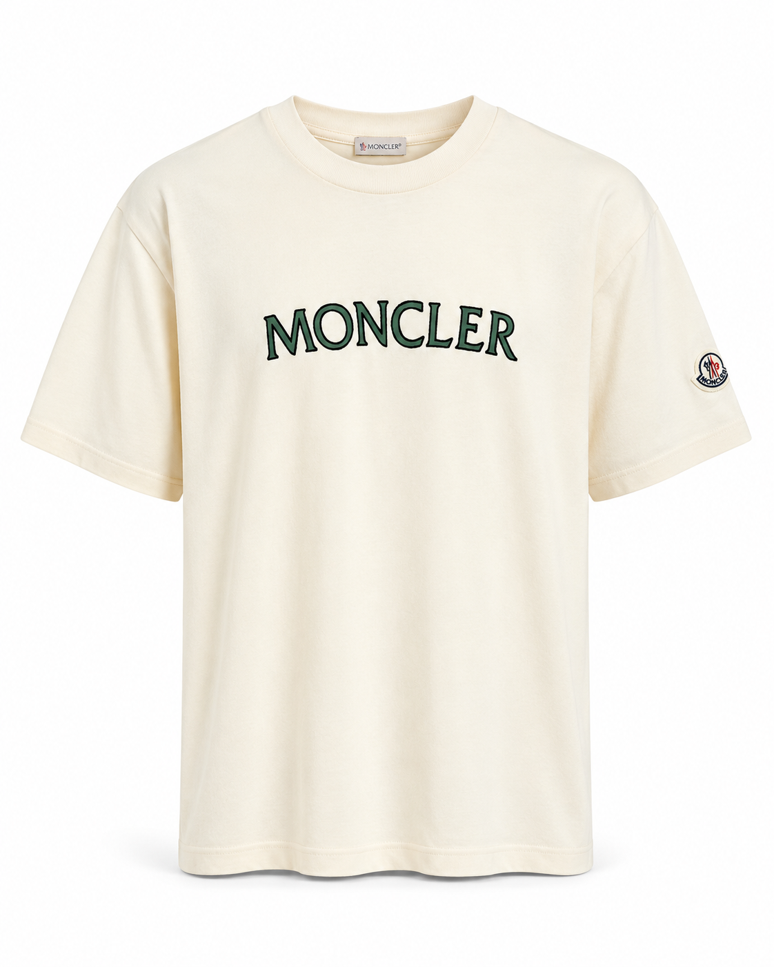 T-Shirt Moncler Creme Groen Opdruk