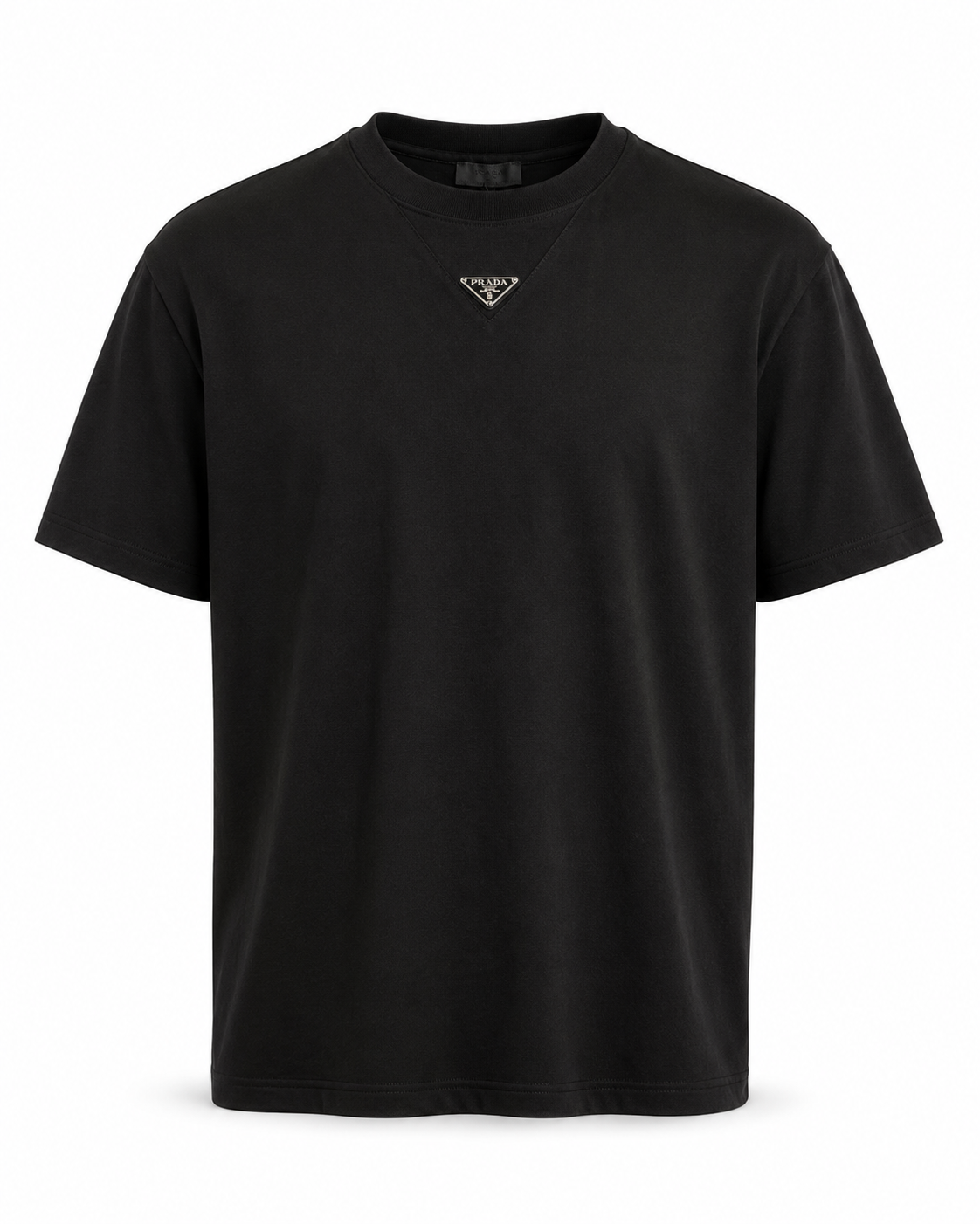 T-Shirt Prada Hals Logo Zwart