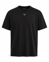 T-Shirt Prada Hals Logo Zwart