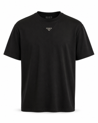 T-Shirt Prada Hals Logo Zwart