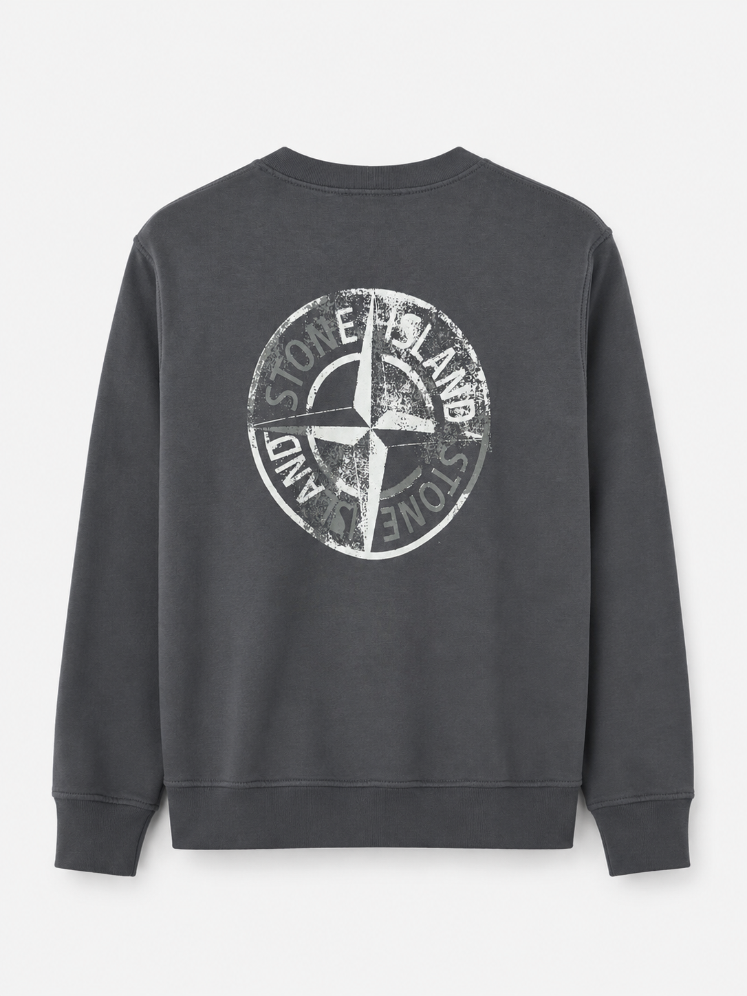 STONE ISLAND SWEATER (PRINT ACHTER) SMOKEY GRIJS