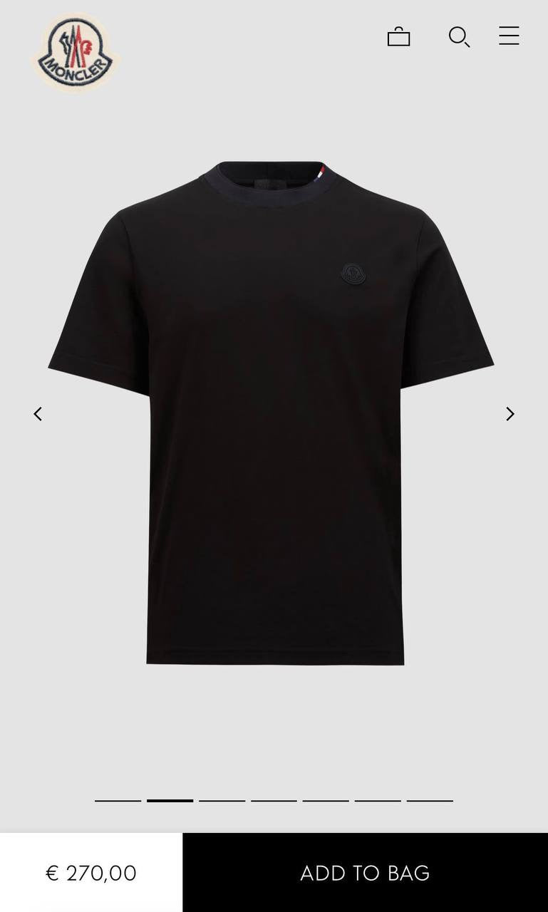 T-Shirt Moncler Zwart (Hals print)