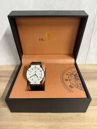 Hublot Slang Leer Zwart / Zilver (AUTOMAAT)