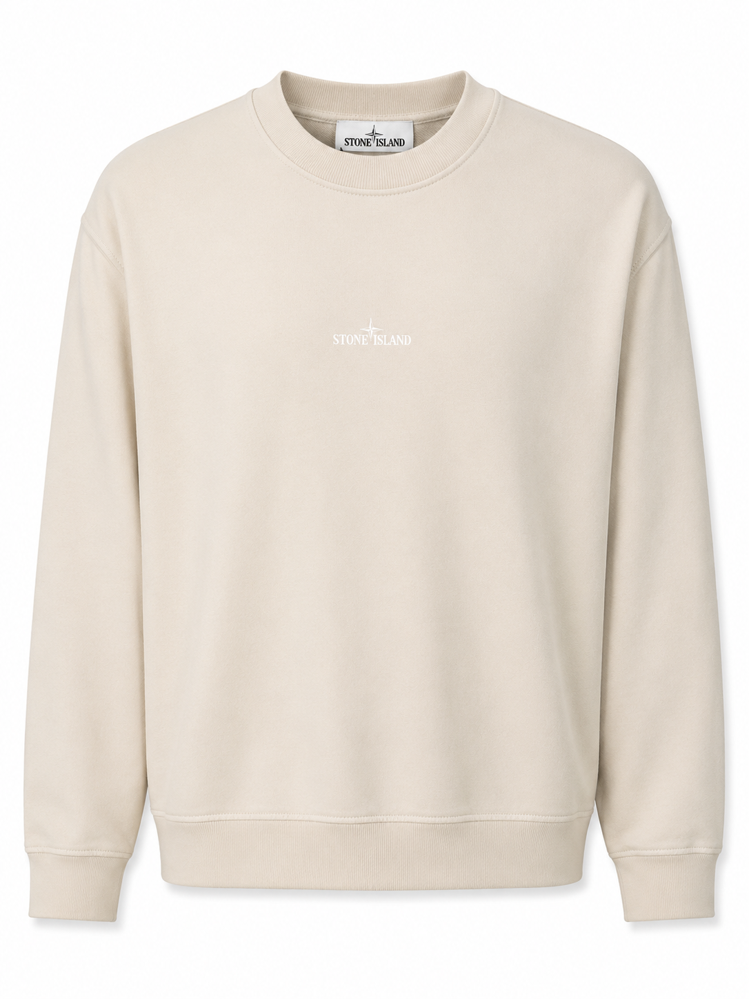 STONE ISLAND SWEATER (PRINT ACHTER) BEIGE