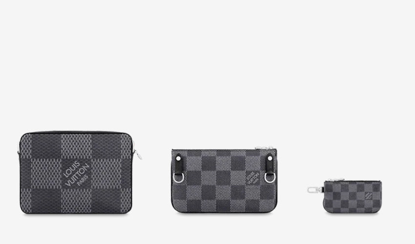 LV TRIO MESSENGER BAG GRIJS BLOKKEN