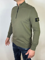 STONE ISLAND SWEATER ZIP OLIJF GROEN