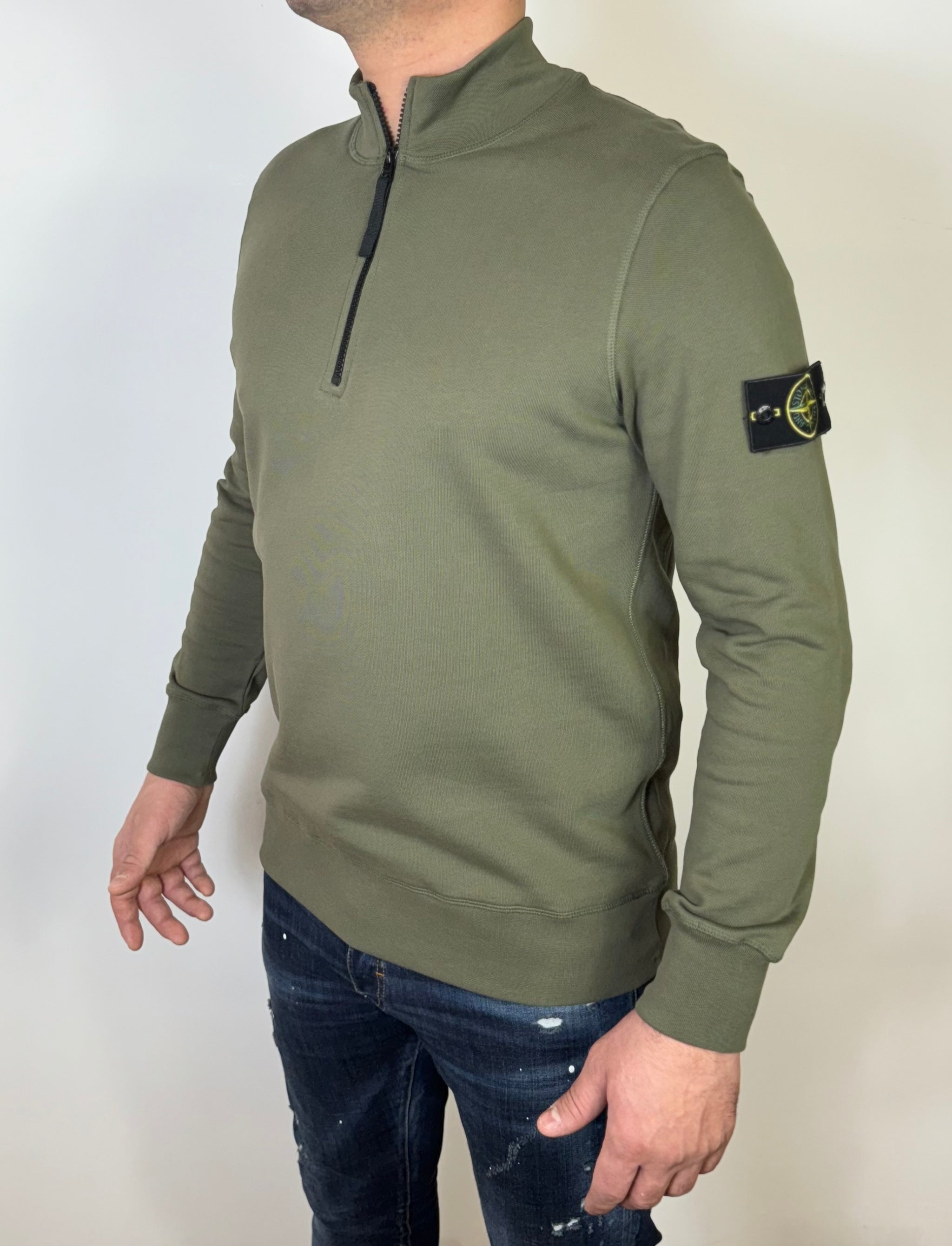 STONE ISLAND SWEATER ZIP OLIJF GROEN