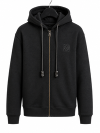LOEWE VEST HOODIE MET RITS ZWART