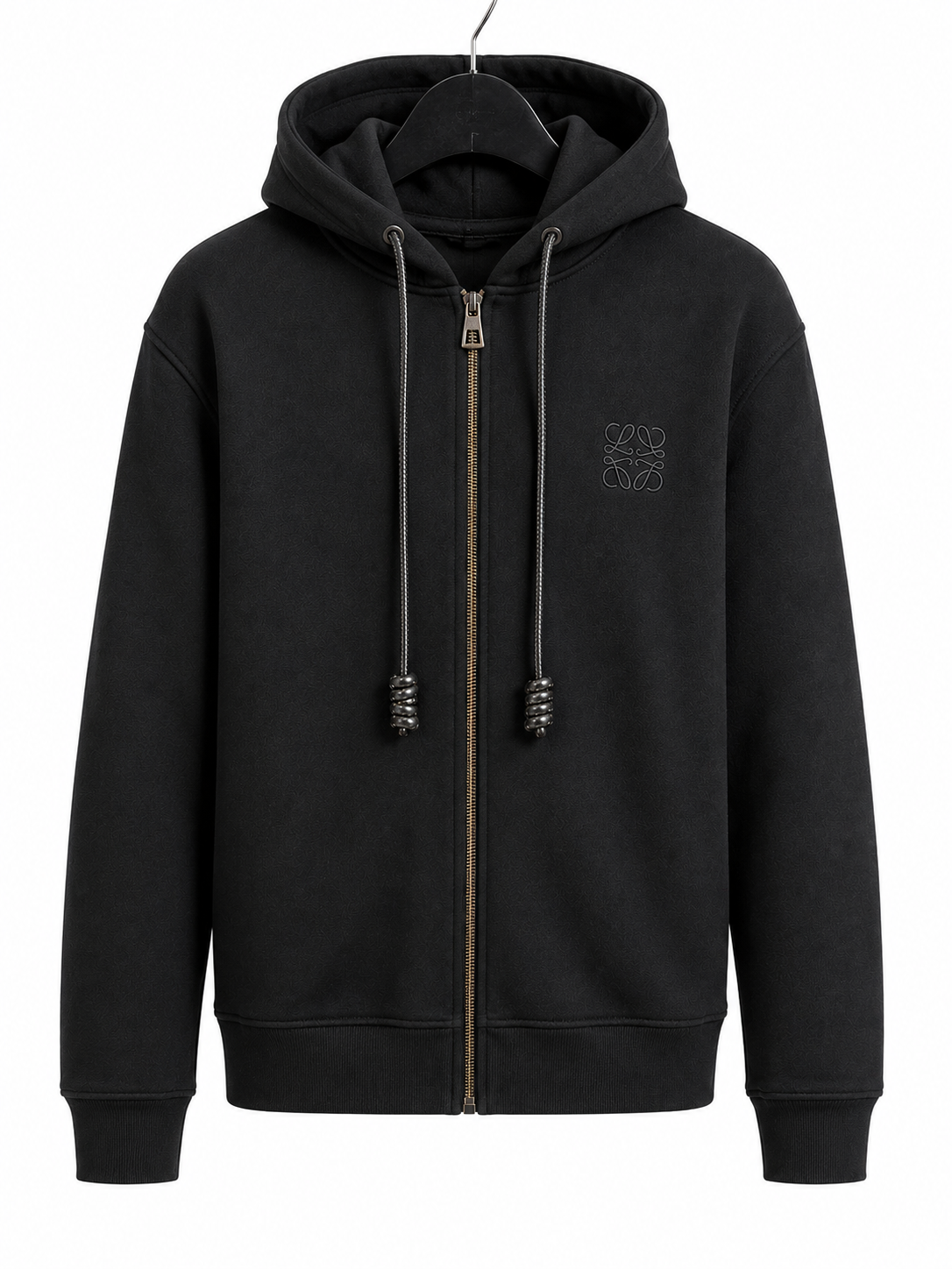 LOEWE VEST HOODIE MET RITS ZWART
