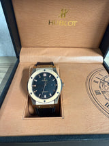 Hublot Slang Leer Zwart / Goud (AUTOMAAT)