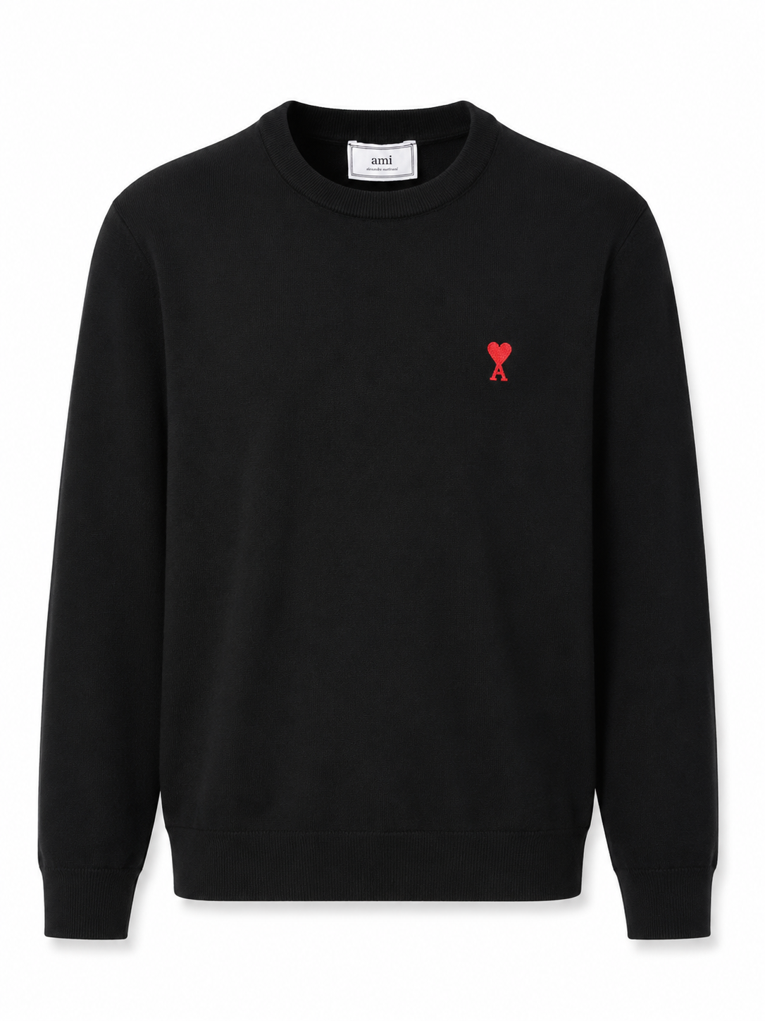 AMI SWEATER WOL GEBREID ZWART (fijngebreid)