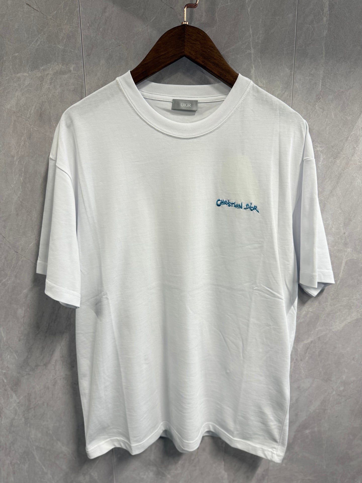 T-Shirt Christian Dior Tekst Wit Blauw